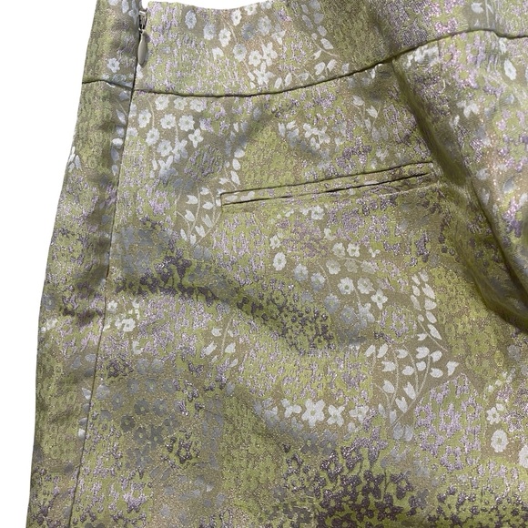 J Crew Factory floral jacquard shorts in a lime green and silver colorway size 0 - Picture 7 of 10